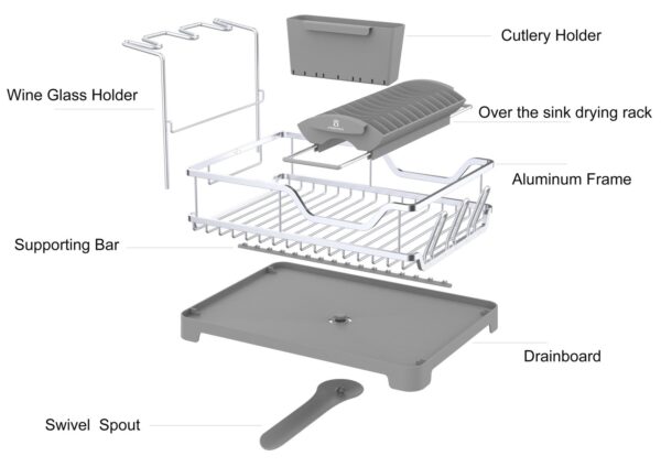 Secaplatos Escurridor de platos y cubiertos aluminio Inoxidable 2 en 1 - Imagen 6