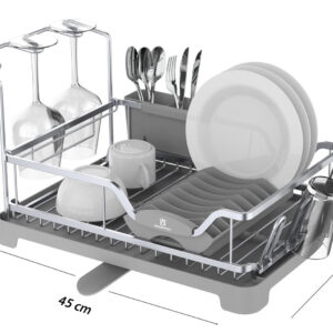 Secaplatos Escurridor de platos y cubiertos aluminio Inoxidable 2 en 1