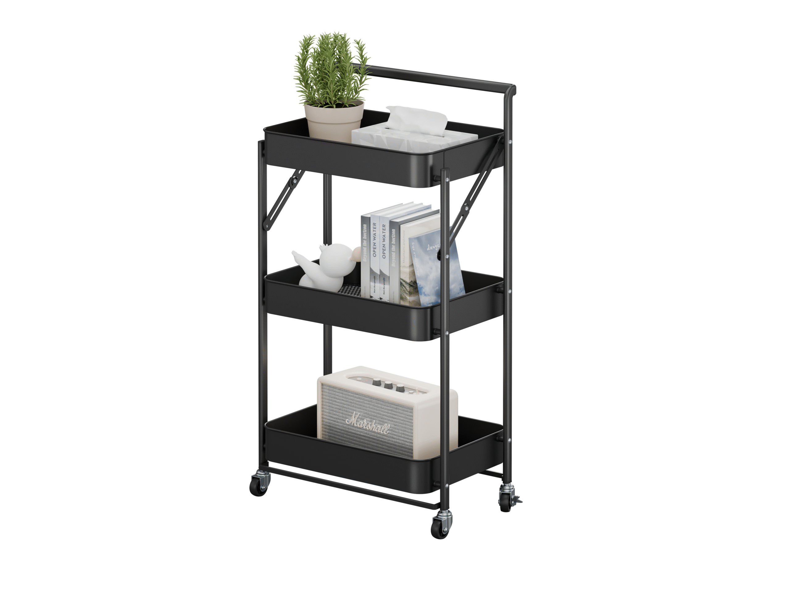 Carrito auxiliar plegable Negro Kingrack - Imagen 6