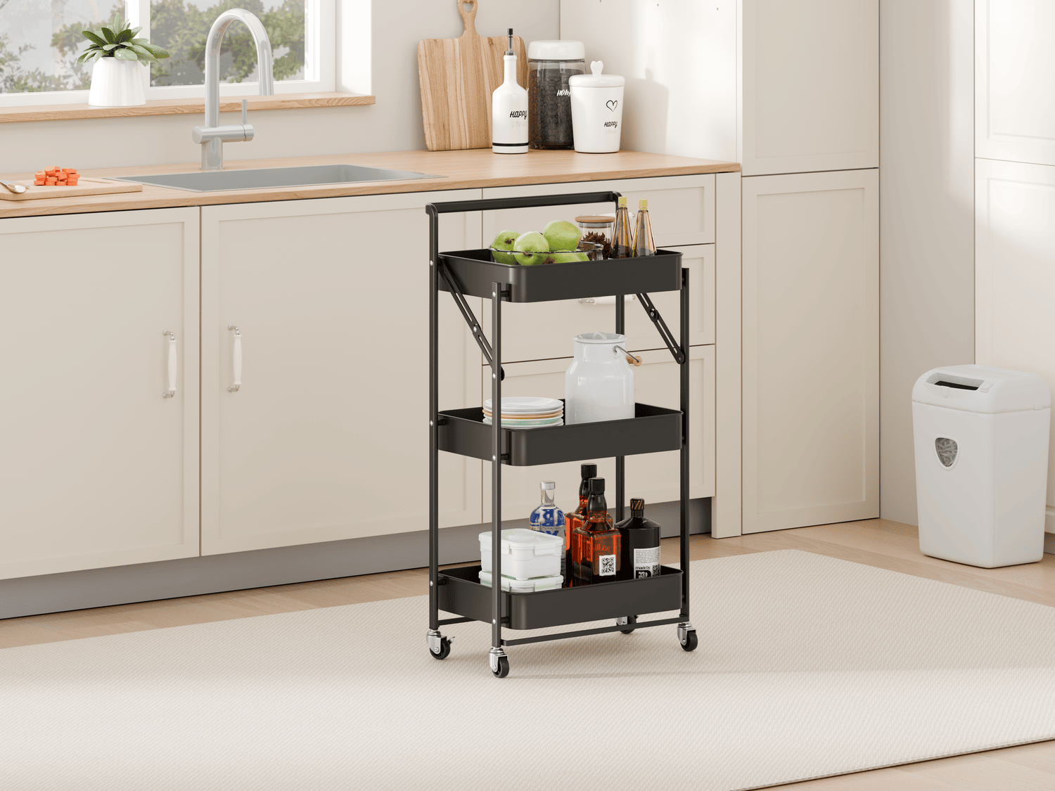 Carrito auxiliar plegable Negro Kingrack - Imagen 4
